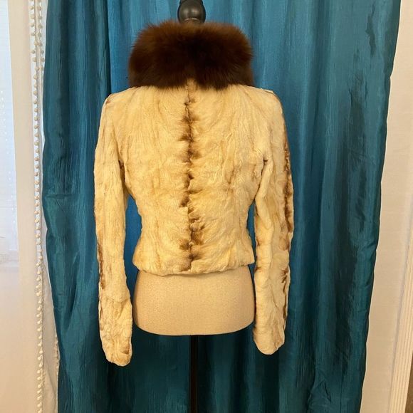 Tuleh trimmed chinchilla ana fox collar cropped jacket, XS - Picture 3 of 15